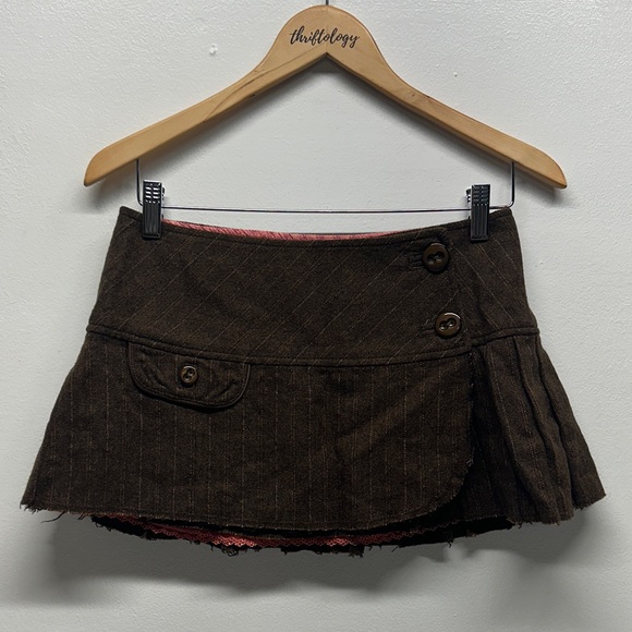 Abercrombie & Fitch Dresses & Skirts - Vintage Abercrombie & Fitch Low Rise Micro Mini Skirt Wool Silk Lined Brown 2